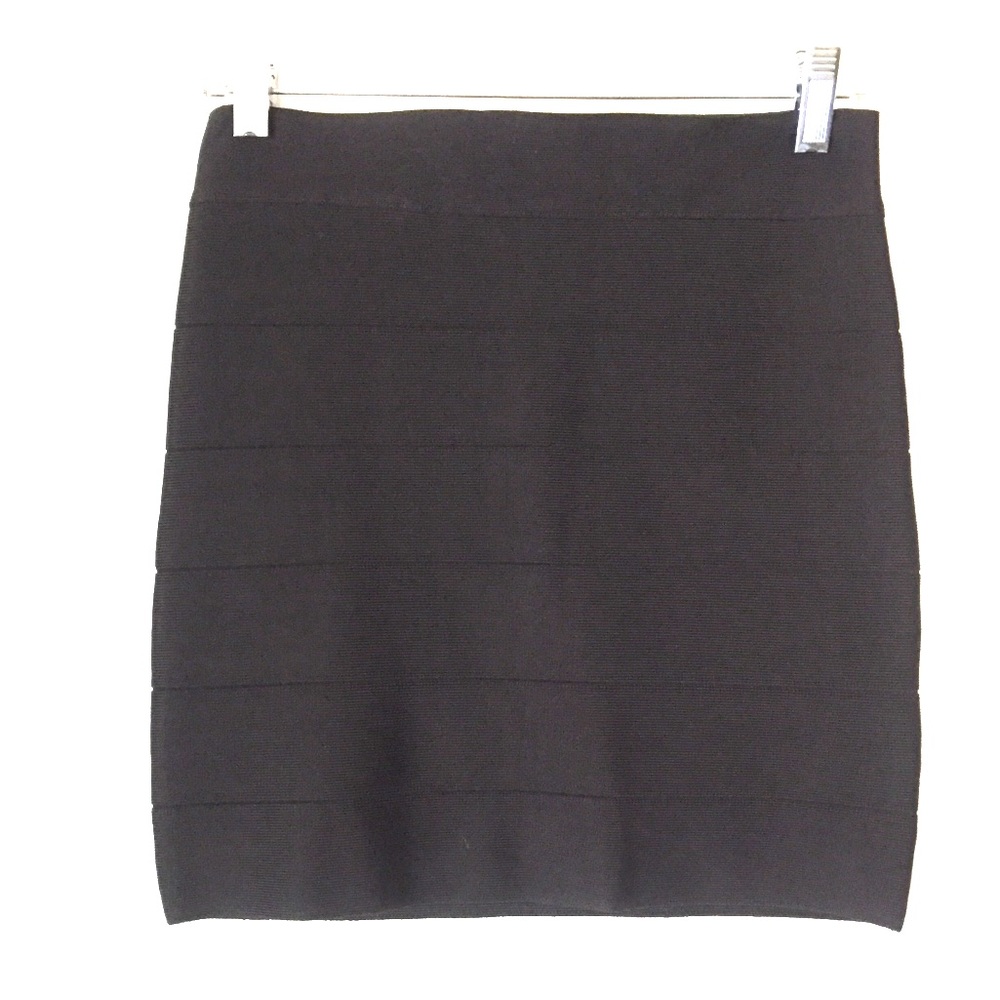 Bebe Black Bandaged Miniskirt
